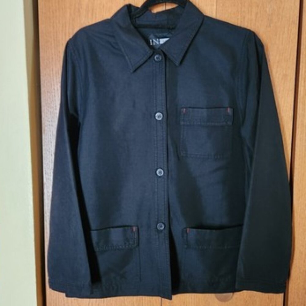 Women's In Focus  jacket Blouse w/ pockets black size small, Excellent
